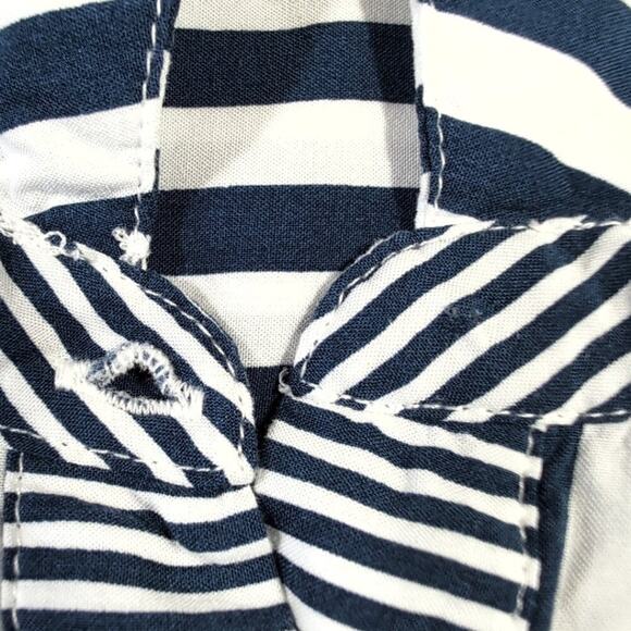 Jane and Delancey navy & white striped rayon button-front shirt, size XL - Picture 10 of 11